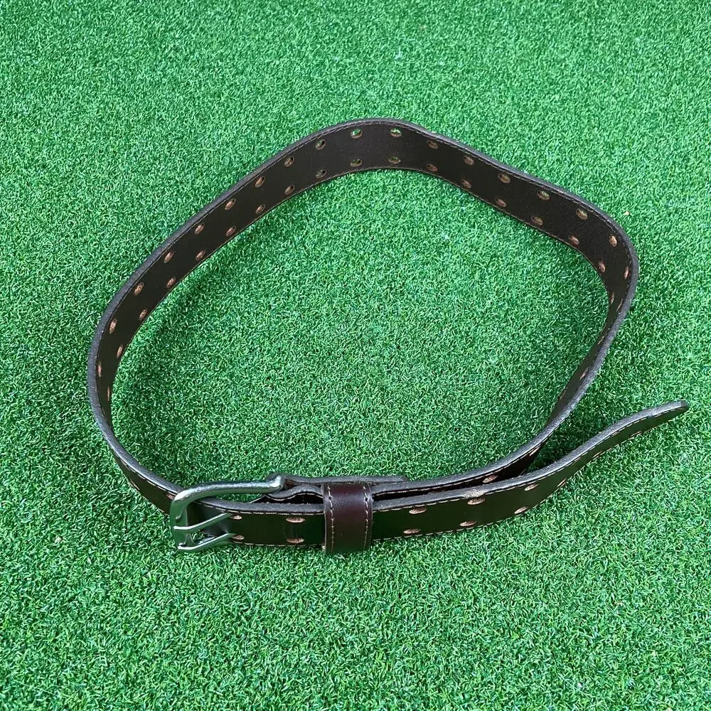 Vintage Kids Boys Brown Leather Double Tongue Belt 21